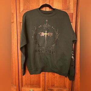 Women’s Green Basgiath War College Crewneck Sweater W/ Black & Gold Accents